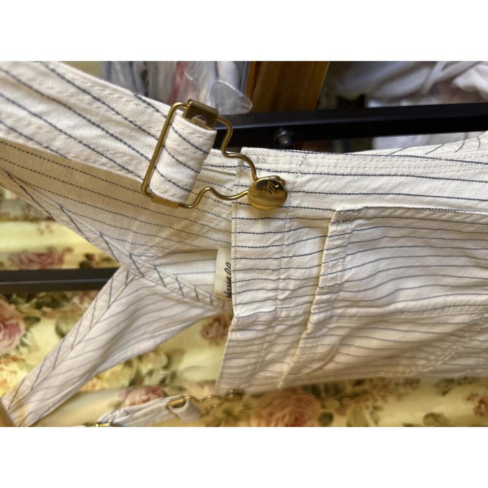 NWT! Madewell Denim Relaxed Carpenter Overalls in Ecru Pinstripe Size Medium - Picture 7 of 7
